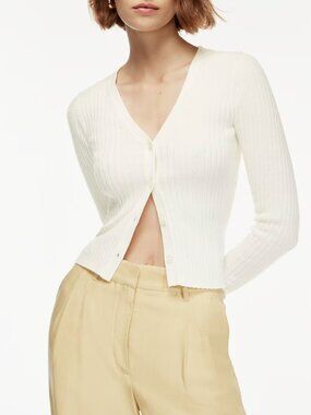 Aritzia Wilfred Manila Cotton Wool Cream Cardigan Sz M